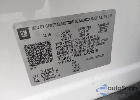 2020 GMC Terrain Awd Sle из США, поврежденный, VIN 3GKALTEV3LL215210